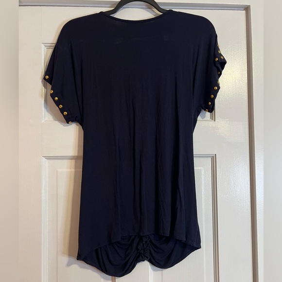 #7 CARMEN MARC VALVO • NAVY W. GOLD STUDS • BLOUSE - Picture 2 of 4
